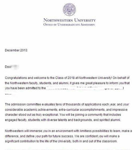 争做最高一处光芒 成功被美国名校西北大学录取