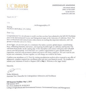 热情洋溢的文书敲开加州大学之门