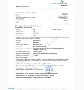 成功获得德国伊尔姆瑙大学offer