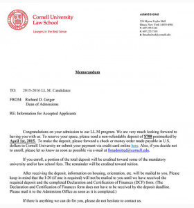 恭喜周同学顺利获得康奈尔大学法律专业offer