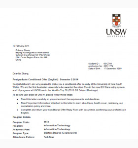 新南威尔士大学工科硕士一枚！